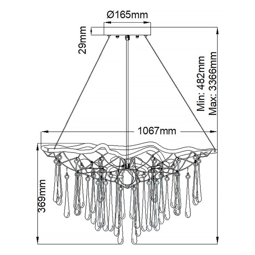 Quintiesse - Kábelre függesztett csillár LAGUNA 8xE14/40W/230V átm. 106,7 cm arany
