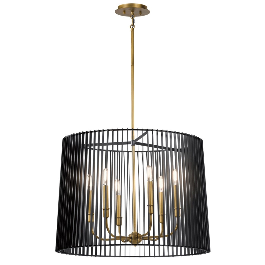 Quintiesse - Rúdon függesztett csillár LINARA 6xE14/60W/230V átm. 66 cm fekete/arany