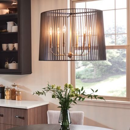 Quintiesse - Rúdon függesztett csillár LINARA 6xE14/60W/230V átm. 66 cm fekete/arany