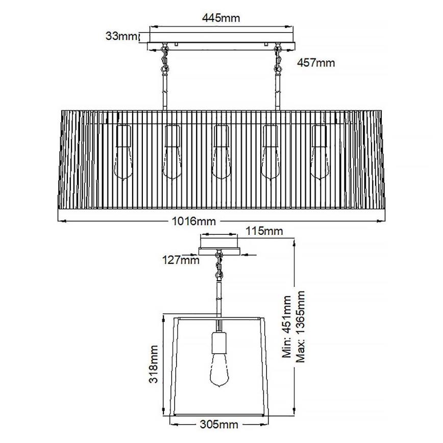 Quintiesse - LINARA rúddal szerelt csillár 5xE27/60W/230V fekete/arany