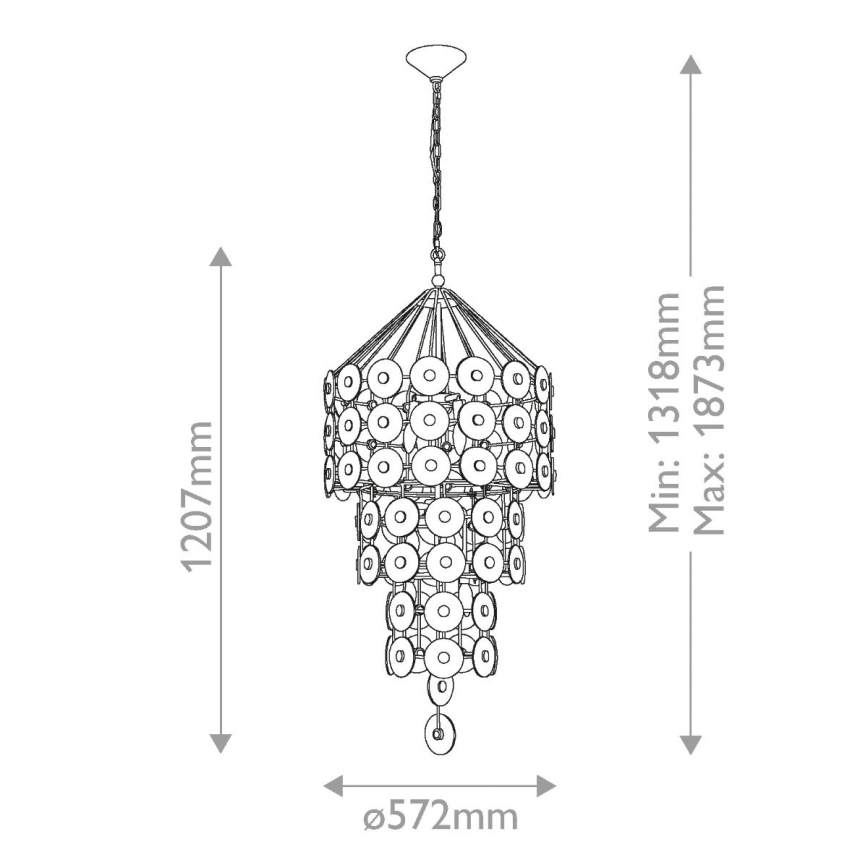 Quintiesse - láncos csillár MERIDIAN 9xE14/40W/230V átm. 57,2 cm arany