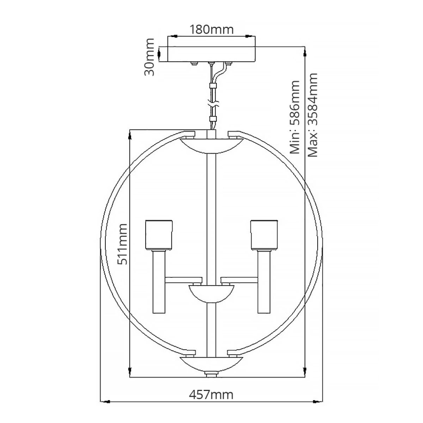 Quintiesse - MONDO LED csillár kábeles felfüggesztéssel, 3x G9 3W, 230V, átmérő 45,7 cm, fényes króm