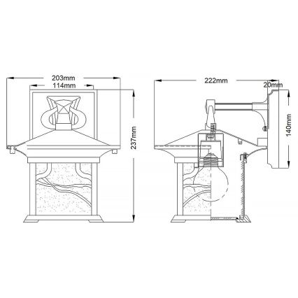 Quintiesse - MORRIS M kültéri fali lámpa 1xE27/60W/230V, IP44, bronzszínű