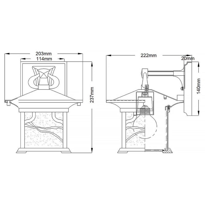 Quintiesse - MORRIS M kültéri fali lámpa 1xE27/60W/230V, IP44, bronzszínű