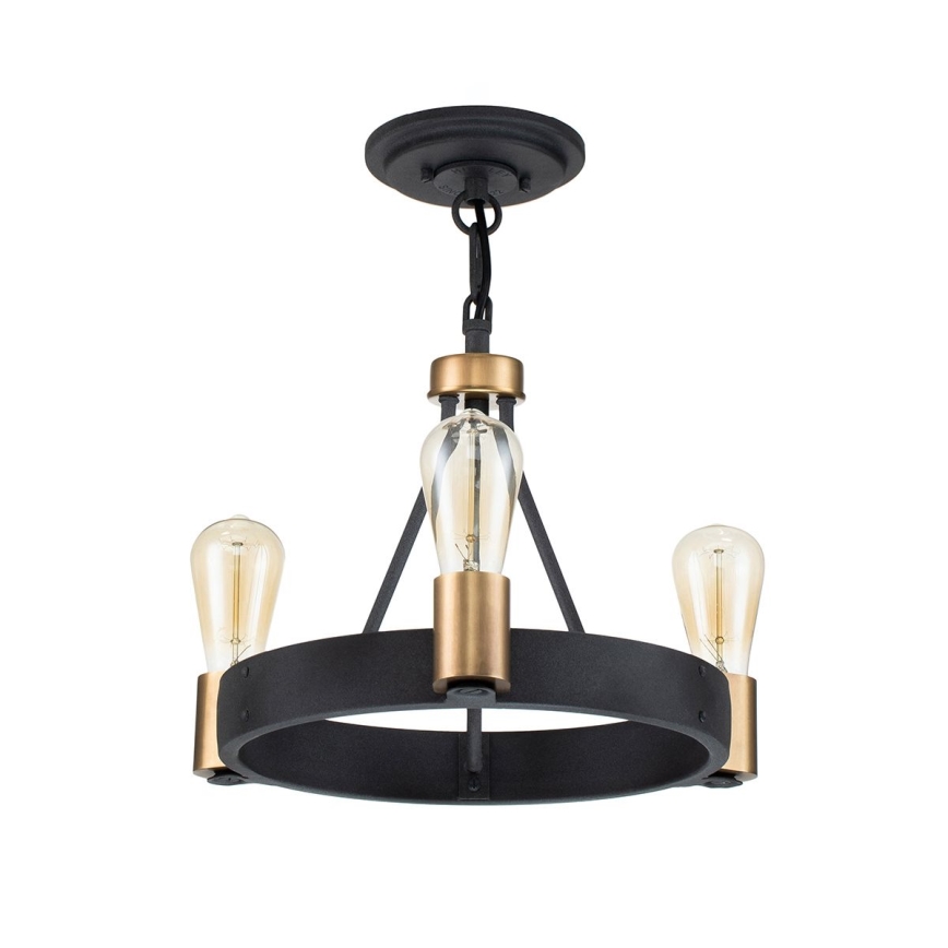 Quintiesse - Rúdon függesztett csillár SILAS 3xE27/60W/230V átm. 42,2 cm fekete/arany