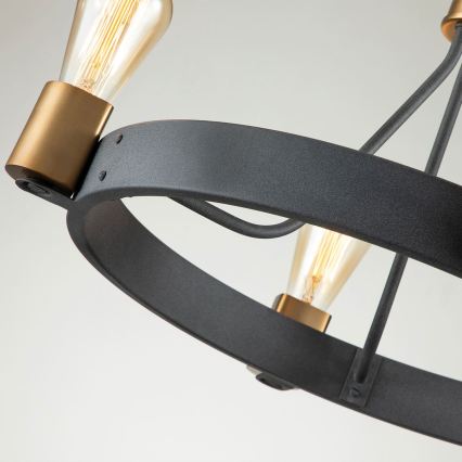 Quintiesse - SILAS rúdon függő csillár 4xE27/60W/230V Ø 54,9 cm fekete/arany