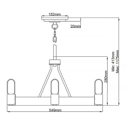 Quintiesse - SILAS rúdon függő csillár 4xE27/60W/230V Ø 54,9 cm fekete/arany