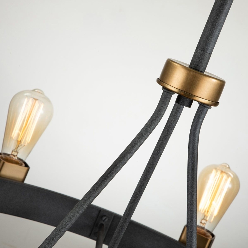 Quintiesse - Rúdon függő csillár SILAS 8xE27/60W/230V átm. 82,9 cm fekete/arany