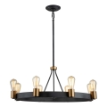 Quintiesse - Rúdon függő csillár SILAS 8xE27/60W/230V átm. 82,9 cm fekete/arany