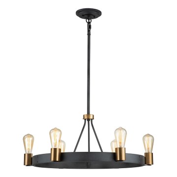 Quintiesse - SILAS rúdon szerelt csillár 6xE27/60W/230V Ø 72,3 cm fekete/arany
