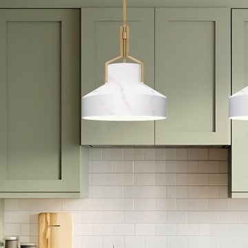 Quoizel - BRECKEN rúdon függesztett csillár 2xE27/60W/230V arany/márvány dekor