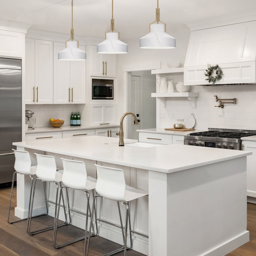 Quoizel - BRECKEN rúdon függesztett csillár 2xE27/60W/230V arany/márvány dekor