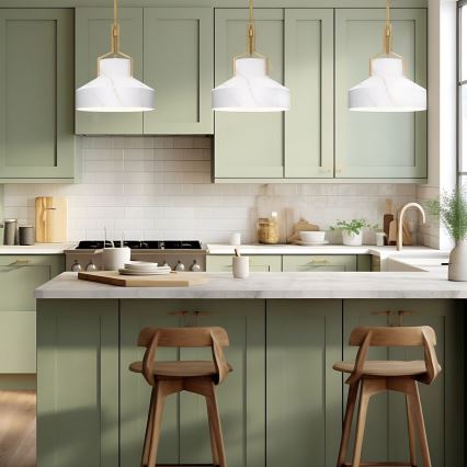 Quoizel - BRECKEN rúdon függesztett csillár 2xE27/60W/230V arany/márvány dekor