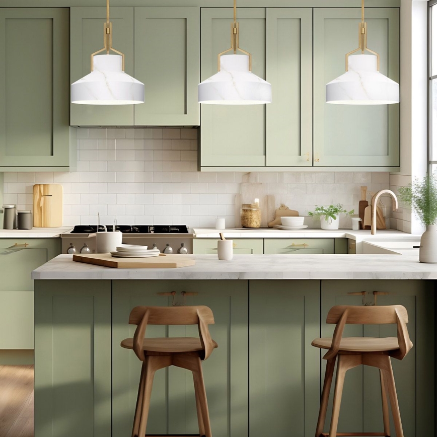 Quoizel - BRECKEN rúdon függesztett csillár 2xE27/60W/230V arany/márvány dekor