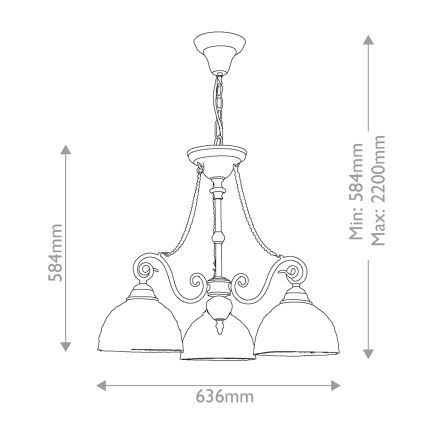 Quoizel - Tiffany LARISSA láncos csillár 3xE27/60W/230V átm. 63,6 cm