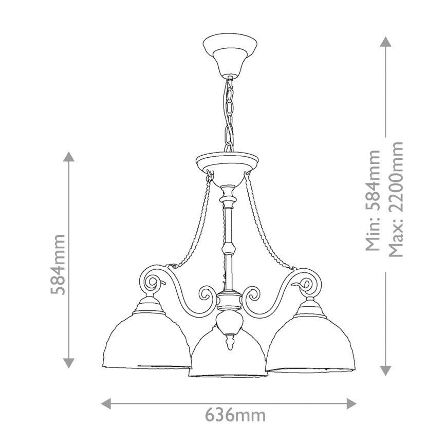 Quoizel - Tiffany LARISSA láncos csillár 3xE27/60W/230V átm. 63,6 cm