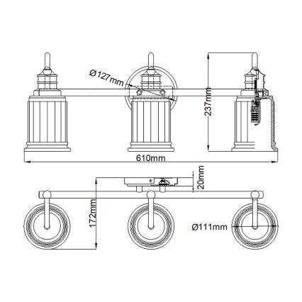 Quoizel - LED fürdőszobai fali lámpa SWELL 3xG9/3W/230V IP44 arany