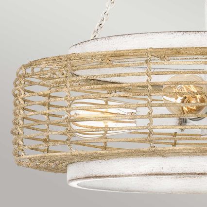 Quoizel - Láncos csillár WAYLON 4xE27/60W/230V, átm. 50,4 cm, barna/fehér