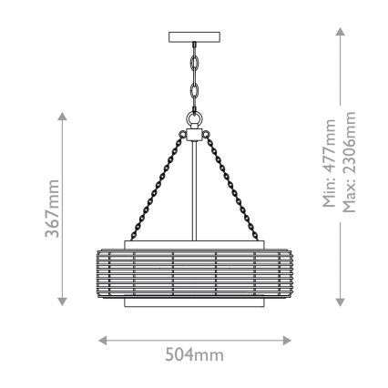 Quoizel - Láncos csillár WAYLON 4xE27/60W/230V, átm. 50,4 cm, barna/fehér