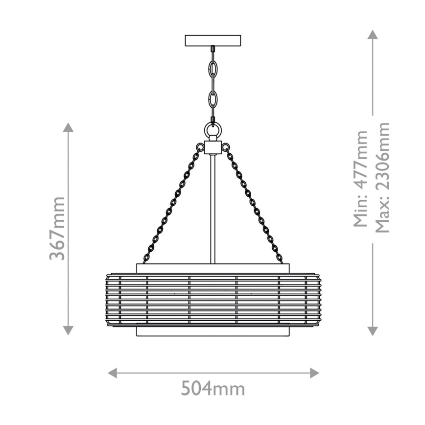 Quoizel - Láncos csillár WAYLON 4xE27/60W/230V, átm. 50,4 cm, barna/fehér