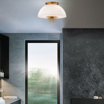 Quoizel - Csillár rúdon STARING 3xE14/40W/230V átm. 45,7 cm arany/patinás/fehér