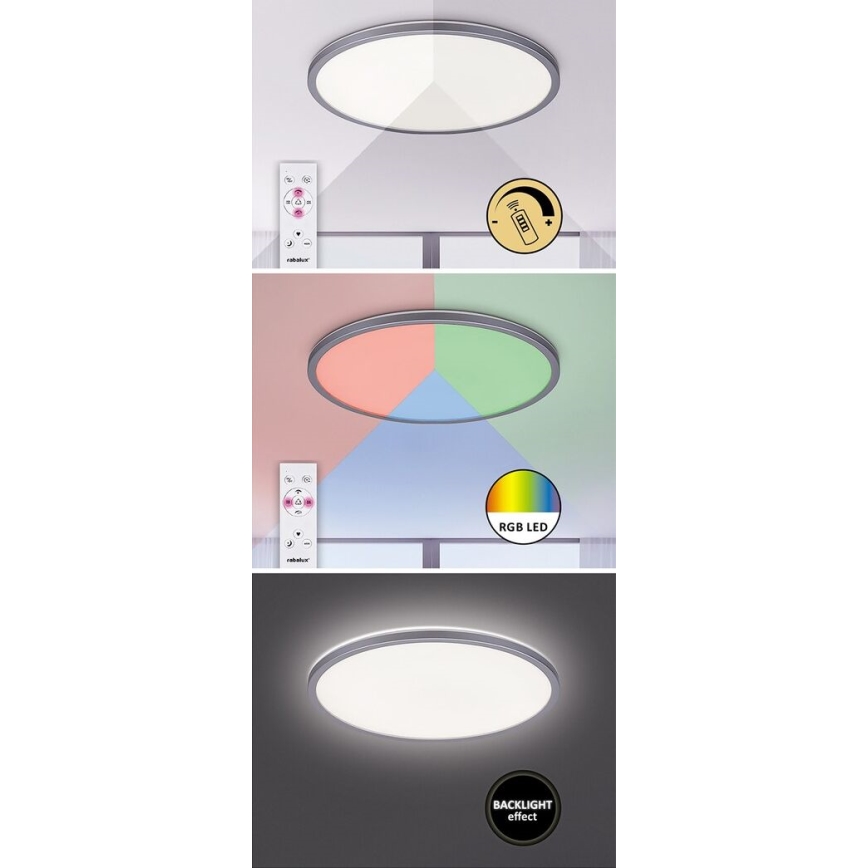 Rabalux - LED RGB fényerőszabályozható mennyezeti lámpa LED/22W/230V Wi-Fi Tuya + távirányító 42x42 cm