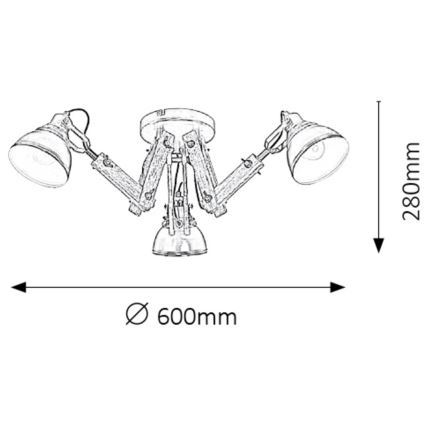 Rabalux - Csillár 3xE14/15W/230V fekete