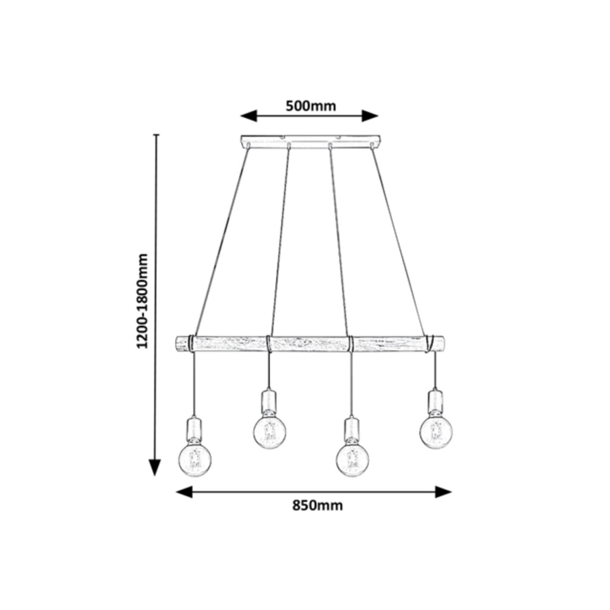 Rabalux - Csillár zsinóron 4xE27/40W/230V Eukaliptusz