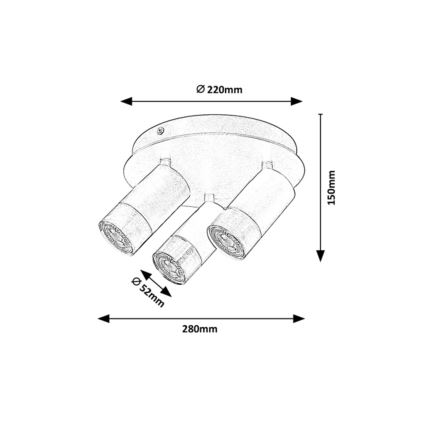 Rabalux - Spotlámpa ZIRCON 3xGU10/5W/230V