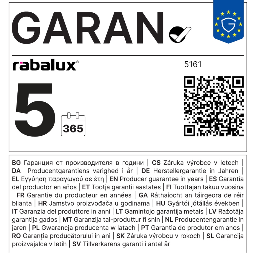 Rabalux - Fali lámpa 1xE27/60W/230V