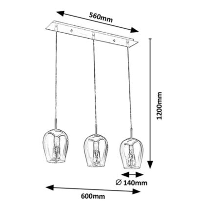 Rabalux - Csillár zsinóron PETUNIA 3xE27/60W/230V