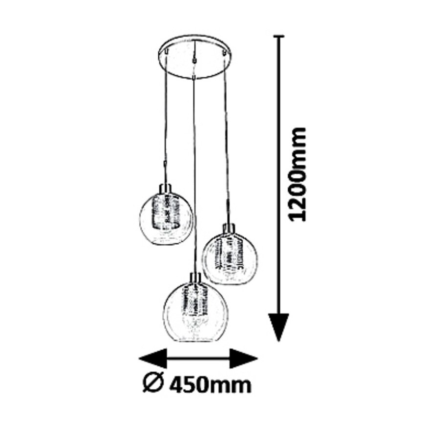 Rabalux 6496 - Csillár zsinóron 3xE27/60W/230V