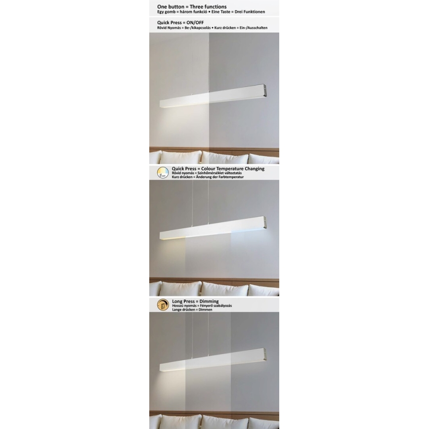 Rabalux - LED Dimmelhető csillár zsinóron LED/24W/230V 2700/4000/6500K 120 cm