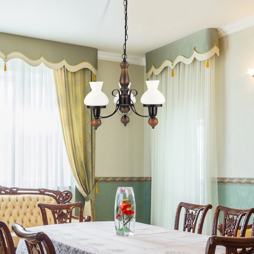 Rabalux - Csillár láncon 3xE27/60W/230V dió