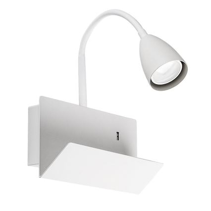Rabalux - Fali lámpa polccal és USB port 1xGU10/25W/230V fehér