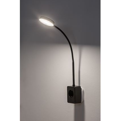 Rabalux - Dimmelhető LED fali lámpa LED/4W/230V, konnektorba dugható USB-porttal 3000/4000/6000K fekete