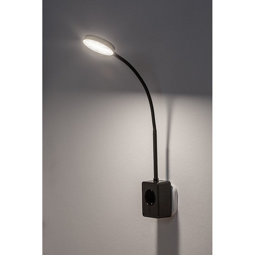 Rabalux - Dimmelhető LED fali lámpa LED/4W/230V, konnektorba dugható USB-porttal 3000/4000/6000K fekete