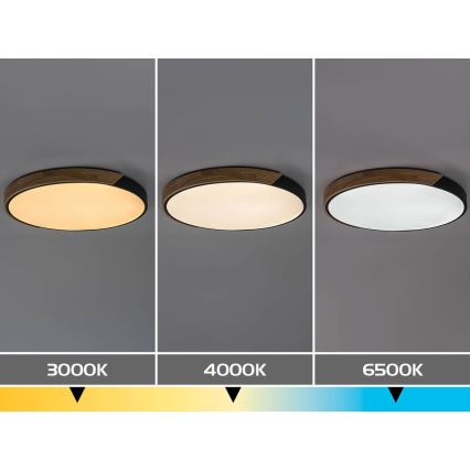 Rabalux - LED mennyezeti lámpa LED/42W/230V 3000/4000/6500K fekete/tölgy átm. 61 cm