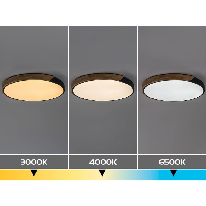 Rabalux - LED mennyezeti lámpa LED/42W/230V 3000/4000/6500K fekete/tölgy átm. 61 cm