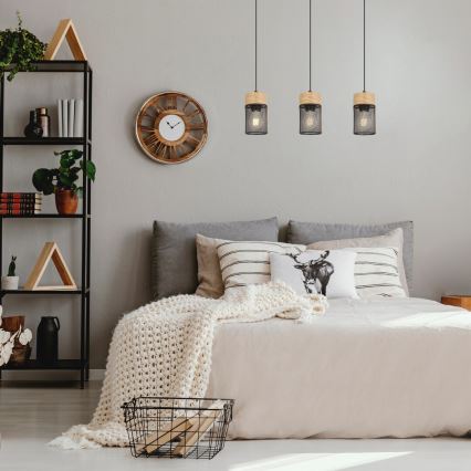 Rabalux - Függeszték kábelre 3xE27/25W/230V bükk