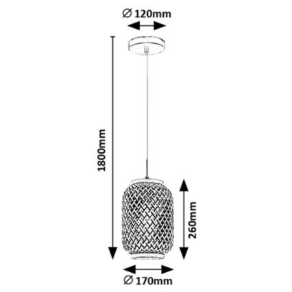 Rabalux - Függeszték kábellel 1xE27/40W/230V rattan
