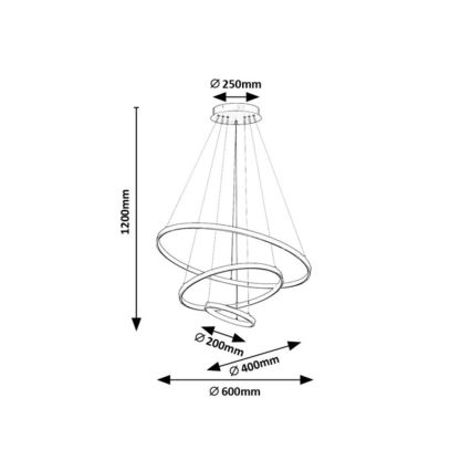 Rabalux - Dimmelhető LED csillár kábelen LED/90W/230V 3000-6500K + távirányító