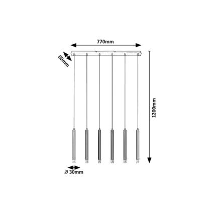 Rabalux - Csillár zsinóron 6xG9/5W/230V arany