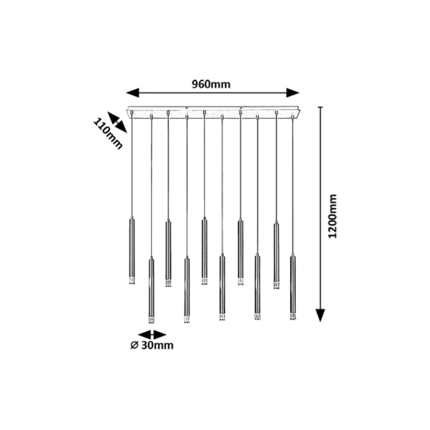 Rabalux - Csillár zsinóron 10xG9/5W/230V fekete