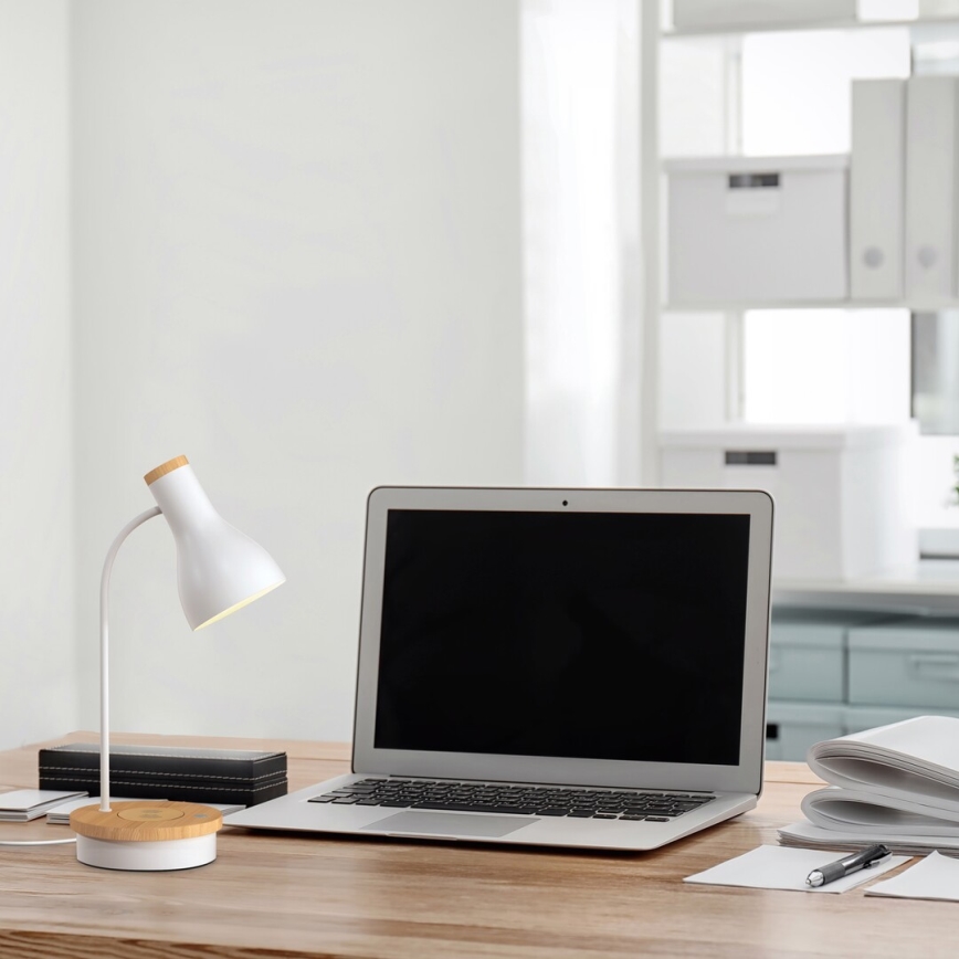 Rabalux - Állítható fényerejű érintős asztali lámpa vezeték nélküli töltéssel 1xE14/25W/230V kaucsukfa