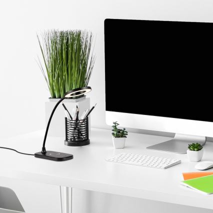 Rabalux - LED érintőkapcsolós asztali lámpa állítható fényerővel, vezeték nélküli töltéssel LED/5W/5V 2700-6000K fekete