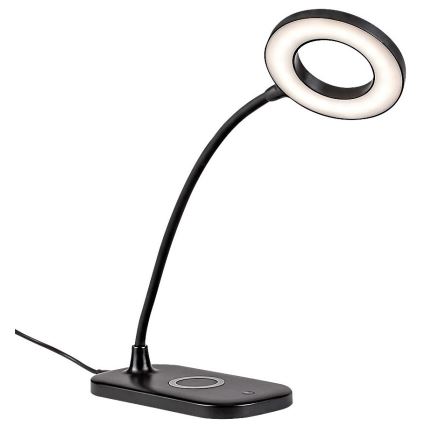 Rabalux - LED érintőkapcsolós asztali lámpa állítható fényerővel, vezeték nélküli töltéssel LED/5W/5V 2700-6000K fekete