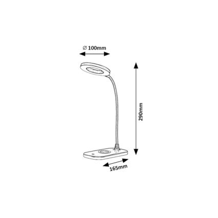 Rabalux - LED érintős asztali lámpa, állítható fényerővel, vezeték nélküli töltéssel LED/5W/5V 2700-6000K fehér