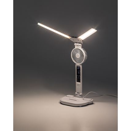 Rabalux - Fényerőszabályozható LED asztali lámpa ventilátorral és kijelzővel LED/7W/5V 3000/4000/6500K