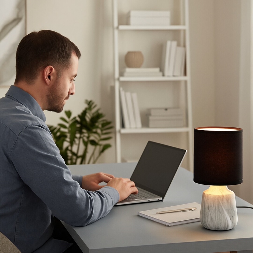 Rabalux - Asztali lámpa 1xE14/40W/230V fekete/márvány dekor